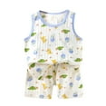 thumbnail image 1 of THDHVS Girls Summer Outfits,Baby Girl Outfits,Kid's Summer Print Comfortable Short Round-Neck Tank Top Sets Green 5-6 Years, 1 of 3