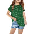 thumbnail image 1 of THDHVS Girls T Shirts,Girls Tops,Short Sleeve Graphic T-Shirt Round Neck Fahion Print Soprts Tee Green 11-12 Years, 1 of 4
