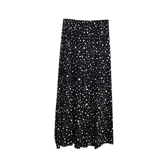 THDHVS Boho Skirts for Women,Women's Skirts,Women's Girls Elastic Waist Long Flowy Bohemian Cotton Casual Maxi Skirt for Summer Beach Holiday Black XL