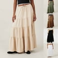 thumbnail image 1 of THDHVS Long Skirts for Women,Maxi Skirt,Women's Summer Fashion Fashion Solid Color Elastic Waist Tie Skirt Army Green S, 1 of 6