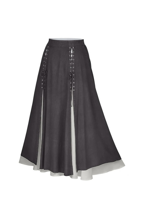 Flowy Skirt,Skirts for Women,Women Solid Color Gothic Patchwork Solid Color Skirt Gray 2XL