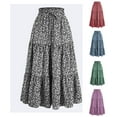 thumbnail image 1 of THDHVS Maxi Skirt,Skirts for Women,Fashion Women Casual Summer Print Elastic Waist Mid Calf Skirt Blue M, 1 of 5
