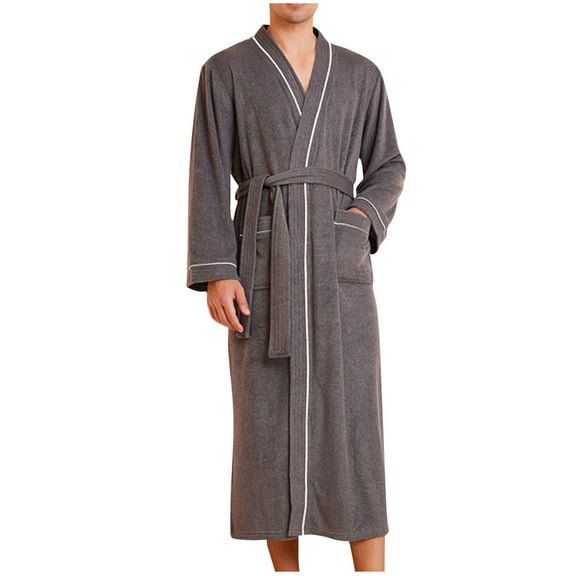 THDHVS Mens Robe,Robe for Men,Lightweight Mid-Length Robe Available in Plus Size Dark Gray XL