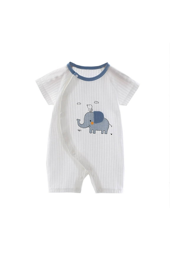 Newborn Boy Clothes,Newborn Onesies,Kid Summer Thin Newborn Button Round Neck Short Sleeve Short Rompers Blue 3-6 Months