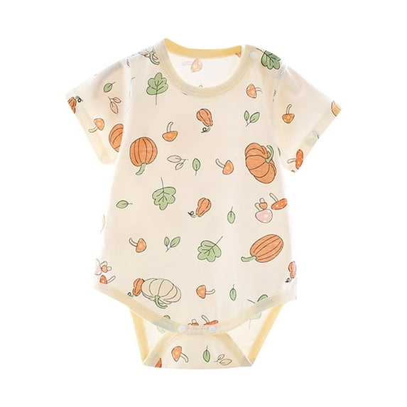 THDHVS Newborn Boy Clothes,Newborn Onesies,Kid's Comfortable Jumpsuit Baby Summer Short Sleeve Breathable Bag Fart Clothes Beige 1-2 Years