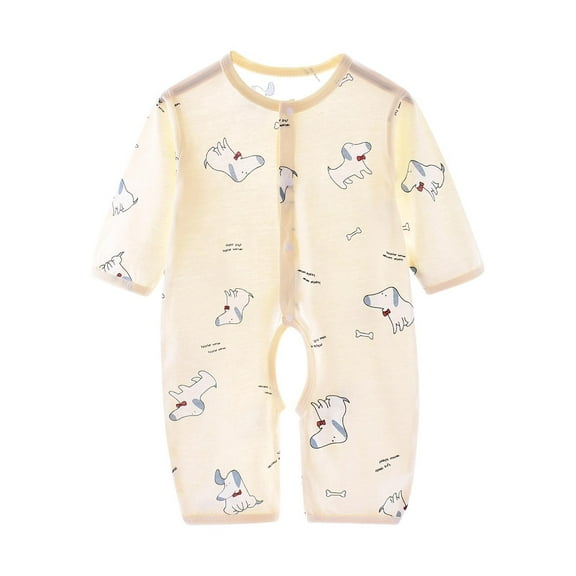 THDHVS Newborn Boy Clothes,Newborn Onesies,Kid's Comfortable Jumpsuit Baby's Summer Long Sleeve Breathable Bag Fart Jacket Yellow 3-6 Months