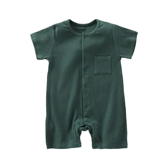 THDHVS Newborn Boy Clothes,Newborn Onesies,Kid's Solid Color Round Neck Short Sleeve Jumpsuit Toddler Summer Breathable Bag Fart Jacket Green 1-2 Years