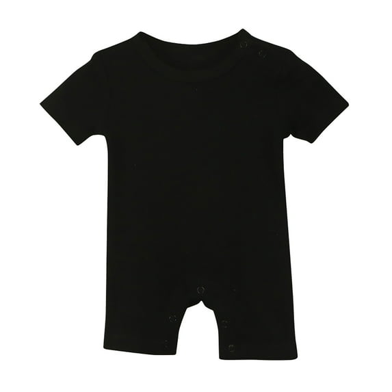 THDHVS Newborn Casual Outfits,Summer Onesies Jumpsuit for Newborn ,Toddler Kid Girls Boys Short Sleeve Solid Color T-Shirt Jumpsuit Romper Black 0-3 Months