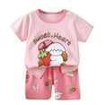 thumbnail image 1 of THDHVS Boys Casual Outfits,Summer Outfits for Kids,Toddler Boy Cotton Summer Short Sleeve T-Shirt and Short Set Pink 2-3 Years, 1 of 3