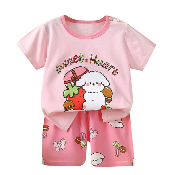 THDHVS Boys Casual Outfits,Summer Outfits for Kids,Toddler Boy Cotton Summer Short Sleeve T-Shirt and Short Set Pink 2-3 Years