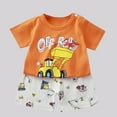 thumbnail image 1 of THDHVS Newborn Boy Outfits,Boys Summer Outfits,Toddler Boy Summer Outfits Short Sleeve Dinosaur Print Patchwork Top T-shirt with Pocket Pant Set Orange 3-4 Years, 1 of 3