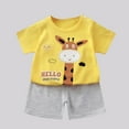 thumbnail image 1 of THDHVS Newborn Boy Outfits,Boys Summer Outfits,Toddler Boy Summer Outfits Short Sleeve Dinosaur Print Patchwork Top T-shirt with Pocket Pant Set Yellow 5-6 Years, 1 of 3