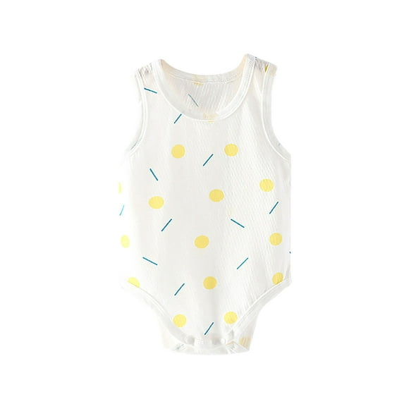 THDHVS Newborn Girl Casual Outfits,Summer Onesies for Newborn ,Newborn Baby Cute Print Cotton Sleeveless Thin Sweat Breathable Pajamas Blue 4-6 Months
