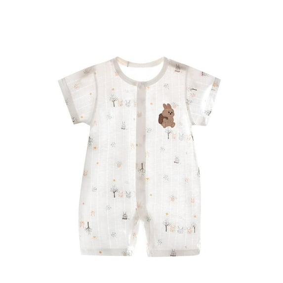 THDHVS Newborn Girl Casual Outfits,Summer Onesies for Newborn ,Newborn Baby Cute Print Cotton Thin Pajamas Air-conditioned Clothing Outdoor Kid's Clothing White 6-9 Months