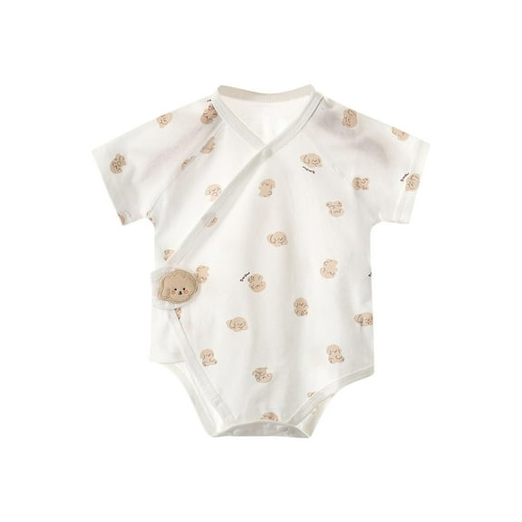 THDHVS Newborn Girl Casual Outfits,Summer Onesies for Newborn ,Newborn Baby Short Sleeve Cotton Short Sleeve Thin Sleepwear Breathtable Jumpsuit Coffee 0-1 Month