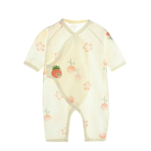 THDHVS Newborn Girl Outfits,Newborn Onesies Girl,Summer Newborn Baby Cute Embroidered Cotton Thin Clothes Ha Yi Short Sleeve Air-conditioned Clothing Beige 0-3 Months