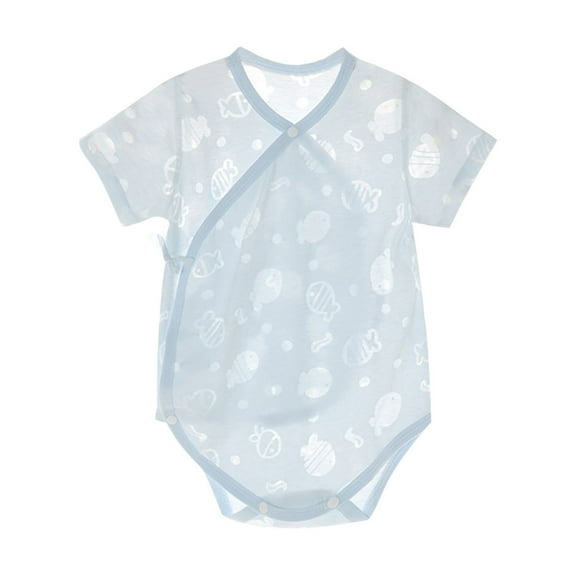 THDHVS Newborn Casual Outfits,Summer Onesies for Newborn ,Baby Short Sleeve Thin Cotton Abdominal Protection Baby Jumpsuit Summer Newborn Clothes Blue 3-6 Months