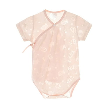 THDHVS Newborn Casual Outfits,Summer Onesies Clearance for Newborn ,Baby Short Sleeve Thin Cotton Abdominal Protection Baby Jumpsuit Summer Newborn Clothes Pink 3-6 Months