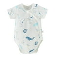 thumbnail image 1 of THDHVS Newborn Onesies Girl,Baby Clothes for Girls,Kid Summer Thin Newborn Button Print Round Neck Short Sleeve Short Rompers White 6-12 Months, 1 of 5