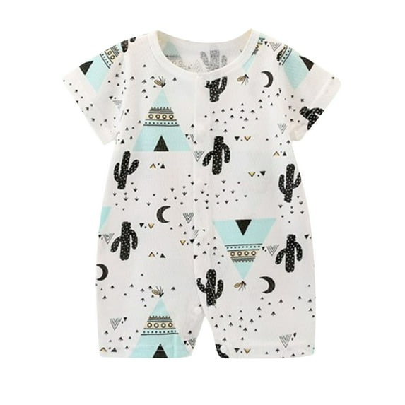 THDHVS Newborn Onesies Girl,Baby Clothes for Girls,Kid Summer Thin Print Round Neck Short Sleeves Short Romper Navy 6-9 Months