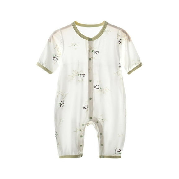 THDHVS Newborn Onesies Girl,Baby Clothes for Girls,Newborn Baby Summer Thin Quarter Sleeve Air-conditioned Suit Jumpsuit Climbing Suit Print Pajamas Gray 2-4 Months