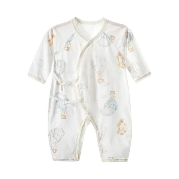 THDHVS Newborn Casual Outfits,Summer Onesies for Newborn ,Newborn Thin Cotton Clothes Long Sleeve Air-conditioned Crawling Clothes Clothes White 0-1 Month