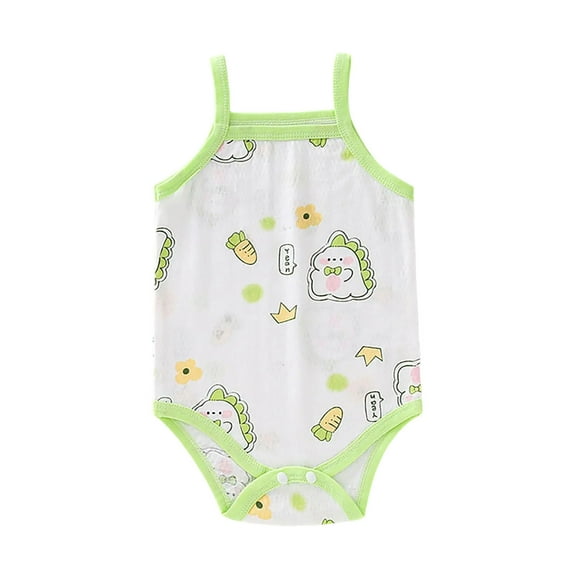 THDHVS Newborn Casual Outfits,Summer Onesies for Newborn ,Toddler Girls Boys Short Sleeve Print Color T-Shirt Round Neck Jumpsuit Romper Green 6-9 Months