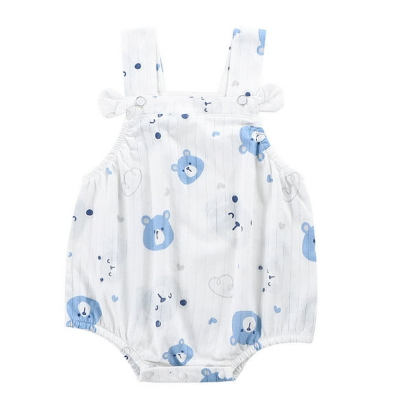 THDHVS Newborn Casual Outfits,Summer Onesies for Newborn ,Toddler Baby Girls Boys Short Sleeve Print Color T-Shirt Round Neck Jumpsuit Romper Light Blue 0-3 Months
