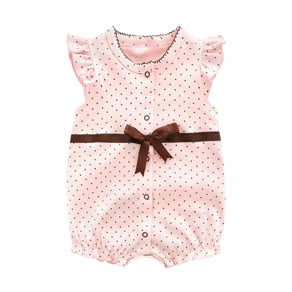THDHVS Newborn Casual Outfits,Summer Onesies for Newborn ,Toddler Girls Short Sleeve Print Color T-Shirt Round Neck Jumpsuit Romper Pink 3-6 Months