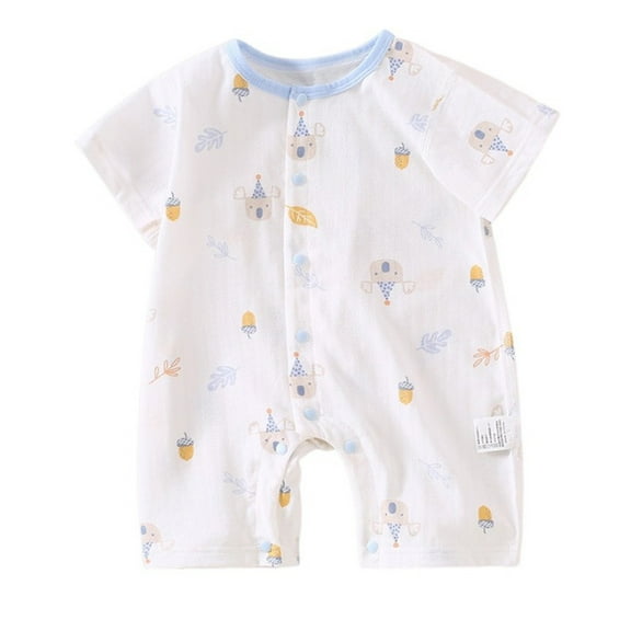 THDHVS Newborn Casual Outfits,Summer Onesies Jumpsuit for Newborn ,Kid Summer Thin Newborn Print Round Neck Short Sleeve Short SuitRompers Blue 0-3 Months