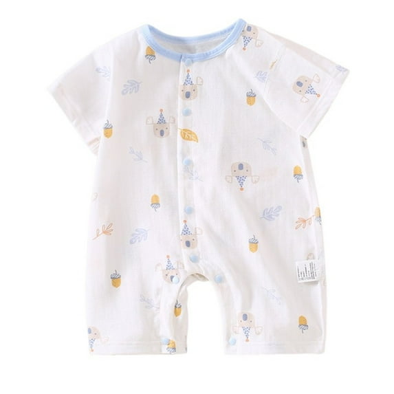 THDHVS Newborn Casual Outfits,Summer Onesies Jumpsuit for Newborn ,Kid Summer Thin Newborn Print Round Neck Short Sleeve Short SuitRompers Blue 12-18 Months