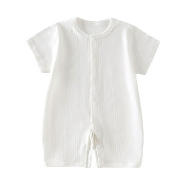THDHVS Newborn Casual Outfits,Summer Onesies Jumpsuit for Newborn ,Kid's Solid Color Comfortable Jumpsuit Baby Summer Short Sleeve Breathable Bag Fart Clothes White 0-3 Months