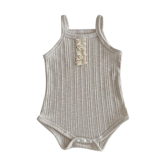 THDHVS Newborn Casual Outfits,Summer Onesies Jumpsuit for Newborn ,Kid's Solid Color Sleeveless Camisole Jumpsuit Baby Summer Breathable Bag Fart Jacket Khaki 6-9 Months