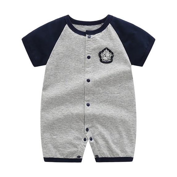 THDHVS Newborn Casual Outfits,Summer Onesies Outfits for Newborn ,Toddler Baby Girls Boys Short Sleeve Print Color T-Shirt Round Neck Jumpsuit Romper Black 3-6 Months