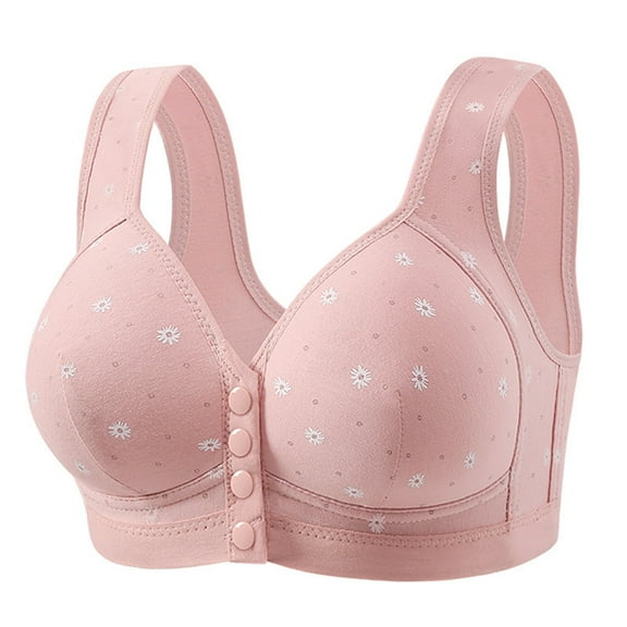THDHVS Push Up Bra,Bras for Women,Fashion Women Comfortable Soft Breathable Bra Wireless Front Closure Bras Pink 42