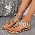 thumbnail image 1 of THDHVS Beach Sandals for Woman,Sandals Women,Women's Fashion Casual Summer Sequined Flat Elastic Clip-Toe Color Matching Beach Sandals Gold 6, 1 of 5