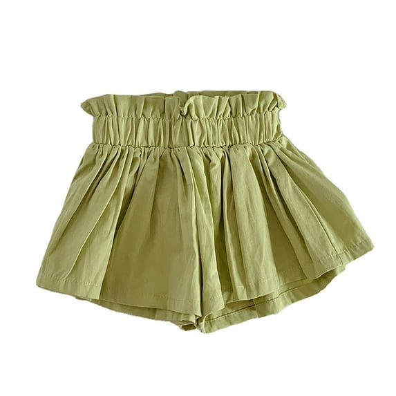 THDHVS Shorts for Girls,Girls Shorts Casual,Solid Color Petal Hem Lounge Shorts for Girls Comfortable Home Wear Casual Style and Relax Wear Yellow
