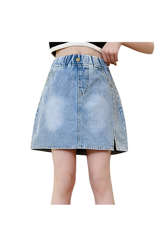 Skirts for Girls,Girls Skirts,Girl's Denim Skirts Elastic Waist FashionToddler Girls Jean Skirt Light Blue 13-14 Years