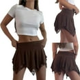 thumbnail image 1 of THDHVS Women's Skirts,Casual Skirts for Women,Ladies' Solid Color Pleated Lace Lined Two-layer Fashion Skirt Brown S, 1 of 6