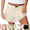 thumbnail image 1 of THDHVS Flowy Skirt,Womens Fashion Solid Color Lace Bow Bilateral Base Stacking Short Skirt Green S, 1 of 3
