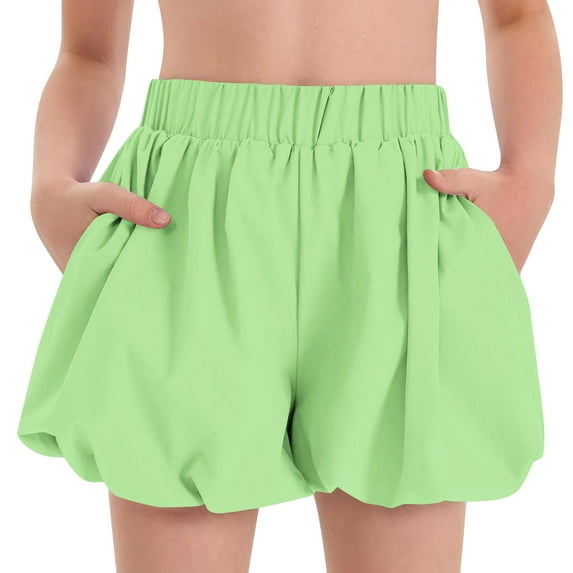 THDHVS Skorts for Girls,Girls Skorts,Summer Girls Skirts Skorts Built in Shorts Elastic Flared Flowy Tennis Athletic Skirts Skorts for Girls Green 5-6 Years