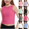 thumbnail image 1 of THDHVS Tank Tops for Girls,Girls Tops,Kids Athletic Tank High Neck Crop Tops for Gym Yoga Gray 5-6 Years, 1 of 7
