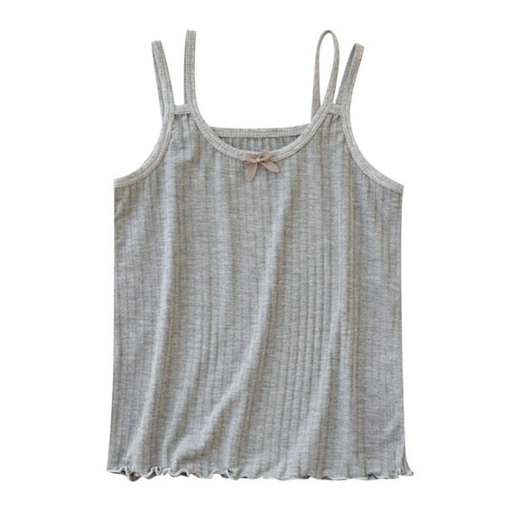 THDHVS Girls Casual Tank Tops,Summer Tank Tops for Girls,Soft Girls Undershirts Camisoles Cotton Girls Tank Tops Gray 7-8 Years