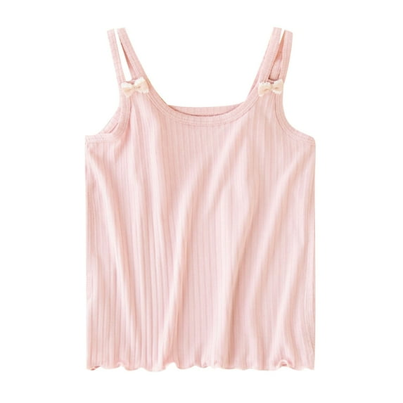 Summer Savings! THDHVS Girls Casual Tank Tops,Summer Tank Tops for Girls,Soft Girls Undershirts Camisoles Cotton Girls Tank Tops Pink 11-12 Years