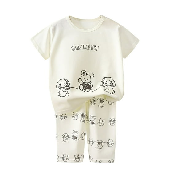 THDHVS Toddler Boy Pajamas,Baby Boy Outfits,Boys Fashion Casual Spring and Summer Kid's Short Sleeve and Long Pants Pajamas Set Two-Piece Set
