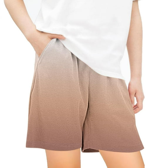 THDHVS Boys Soccer Shorts,Boys Athletic Shorts,Solid Color Casual Shorts with Side Pockets for Kids Everyday Playwear Summer Comfortable and Active Outfit Brown