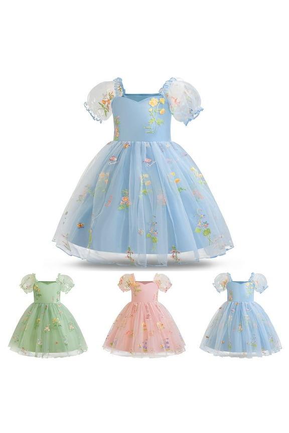 Toddler Flower Girl Dress,Flower Girl Dress for Wedding,Girl Dress Kids Ruffles Lace Party Wedding Dresses Green 5-6 Years