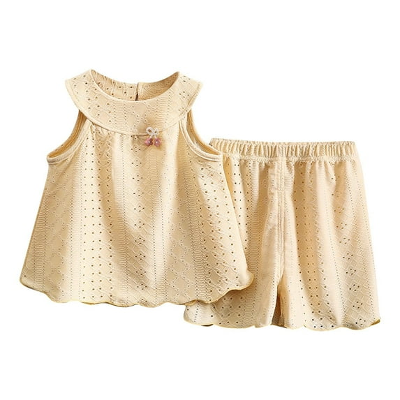 THDHVS Toddler Outfits for Girls,Baby Outfits,Baby Girls Clothes Toddler Girl Summer Outfits Sleeveless Infant Tank Top Cute Shorts Set Casual Pants Yellow 7-8 Years