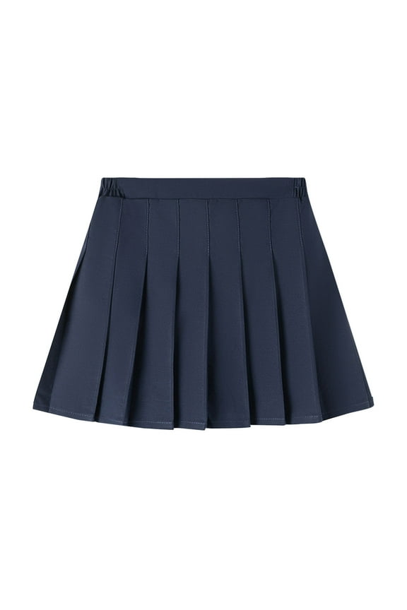 Uniform Skirts for Girls,Girls Skorts,Girl High Waisted Pleated Tennis Skirt School A-Line Skater Skirts with Lining Shorts Navy 9-10 Years