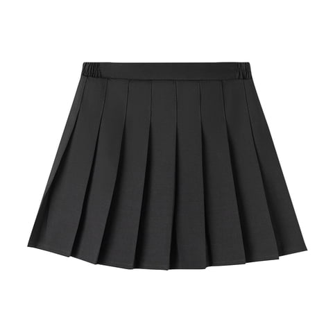 Uniform Skirts for Girls,Girls Skorts,Girl High Waisted Pleated Tennis Skirt School A-Line Skater Skirts with Lining Shorts Black 15-16 Years